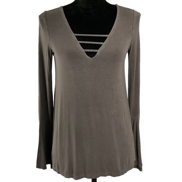 🎉 SALE AMERICAN Eagle Gray Soft & Sexy Long Sleeve Top Size Small - Picture 1 of 8